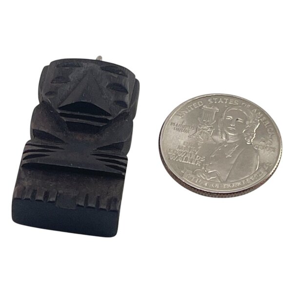 Hand-Carved Wooden Tiki Totem Pendant With Loop Hook For Necklace MCM - Picture 5 of 6